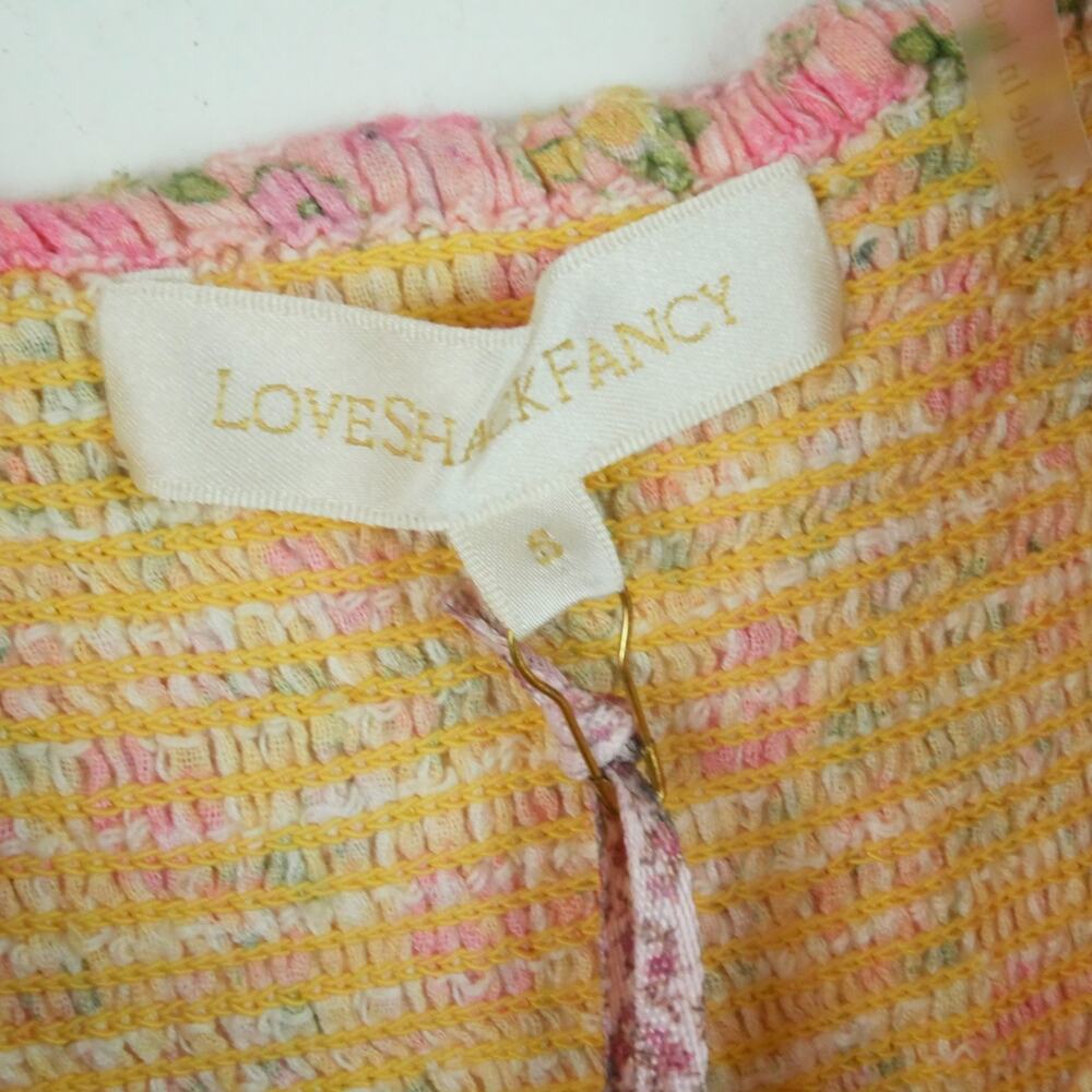 LoveShackFancy Aya Dress Chateau Rose Small NWT Floral Mini Ruffle Smocked - Picture 4 of 7